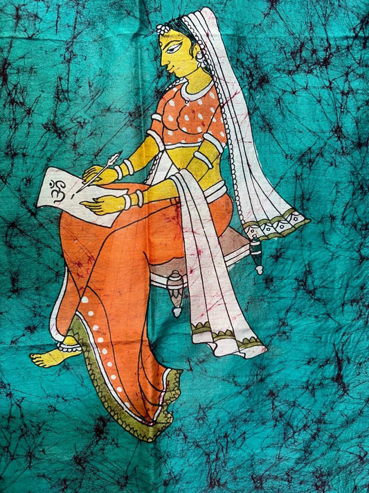 Green Figure Batik Print Maheshwari Dupatta - Libas Handloom