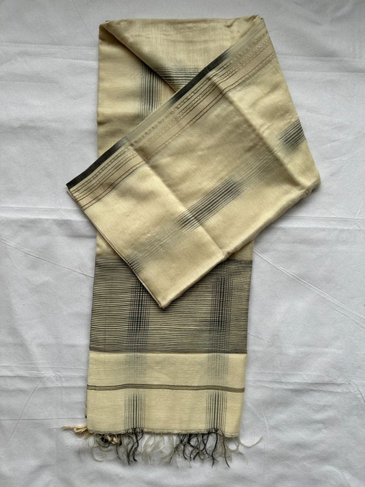 Black Natural Tie Dye Maheshwari Saree - Libas Handloom