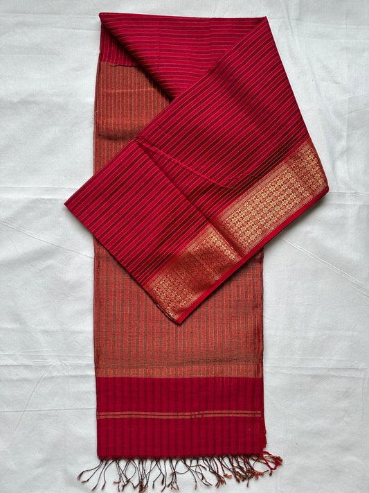 Fuchsia Tissue Maheshwari Saree - Libas Handloom