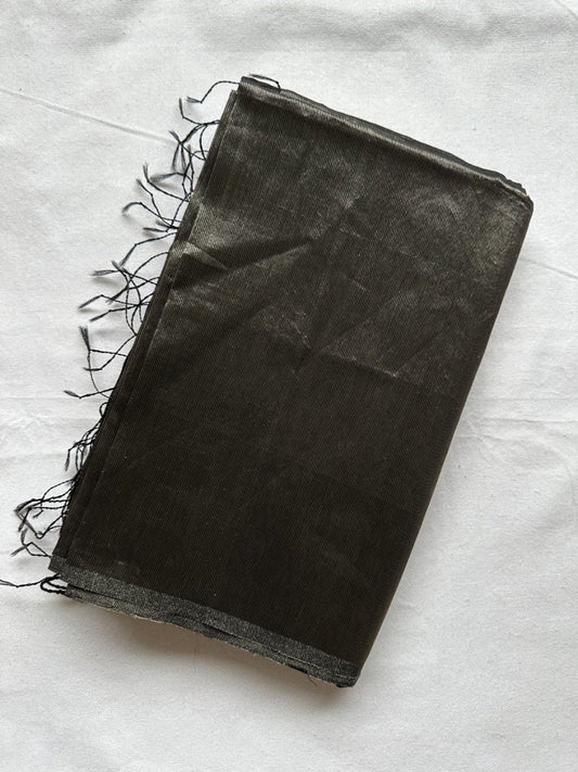 Silver - Black Tissue Maheshwari Saree - Libas Handloom